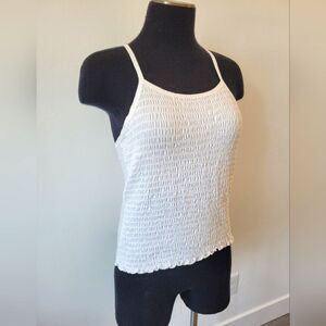 White Smocked Crop Top Cami Tank Festival Rave Cottage Fairy Y2K Soft Girl Boho